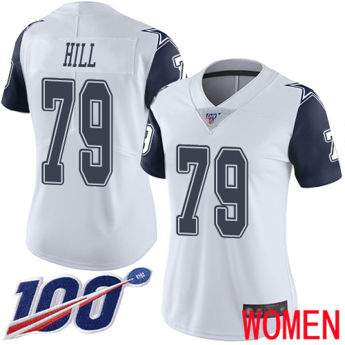 Women Dallas Cowboys Limited White Trysten Hill 79 100th Season Rush Vapor Untouchable NFL Jersey